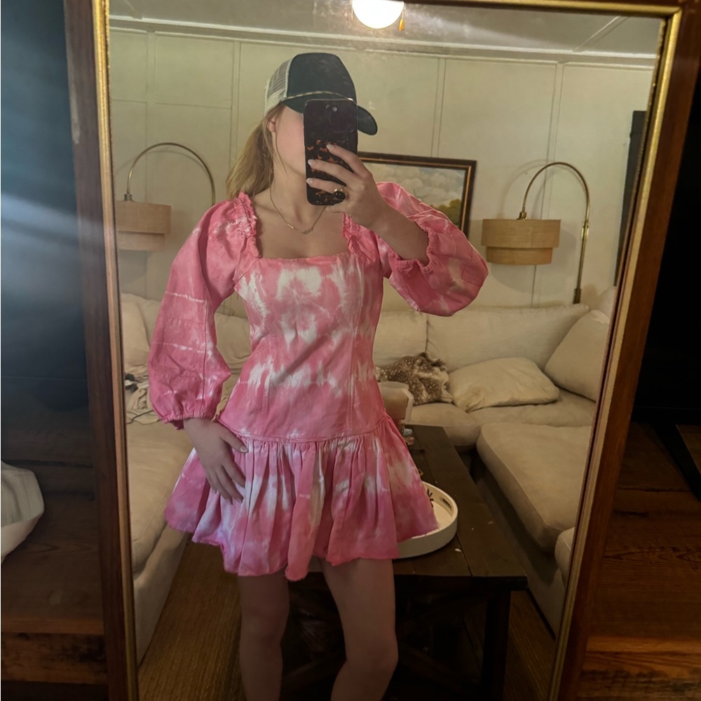 loveshackfancy pink tie dye dress